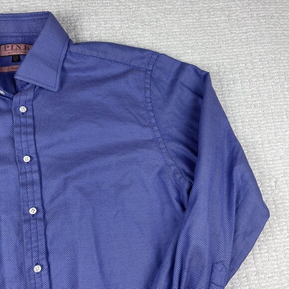 Thomas Pink Prestige Dress Shirt 17-35 Blue / Purple Crossed line French Cuffs * - Picture 4 of 16